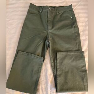 Express Olive Green High-Rise Straight Jeans